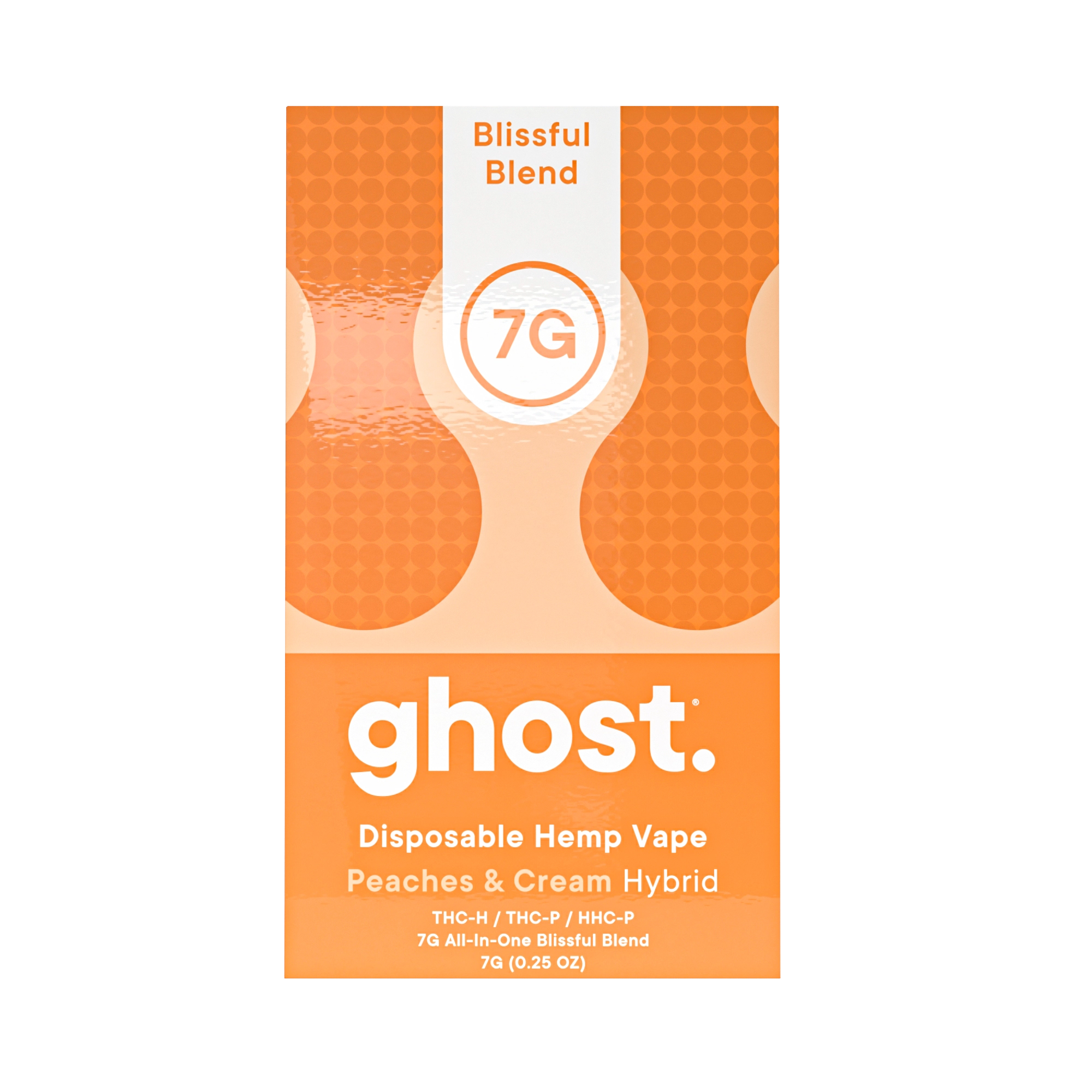 Ghost Hemp Blissful Blend Peaches and Cream single unit box for all-in-one vape with THCp, HHCp, and THCh