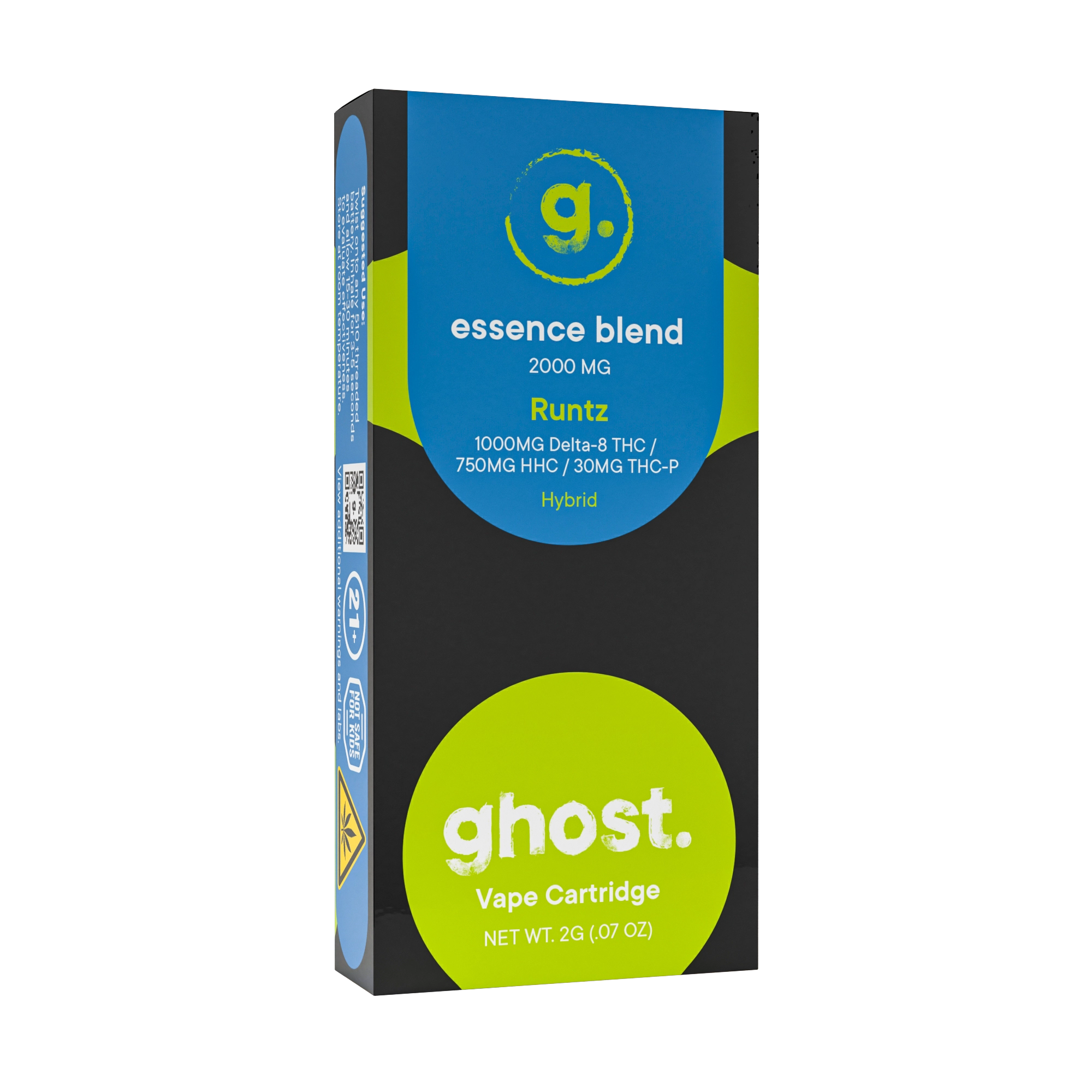 Ghost Hemp Essence Blend Runtz vape with Delta 8 THC, HHC, and THCp in 2-gram cartridge