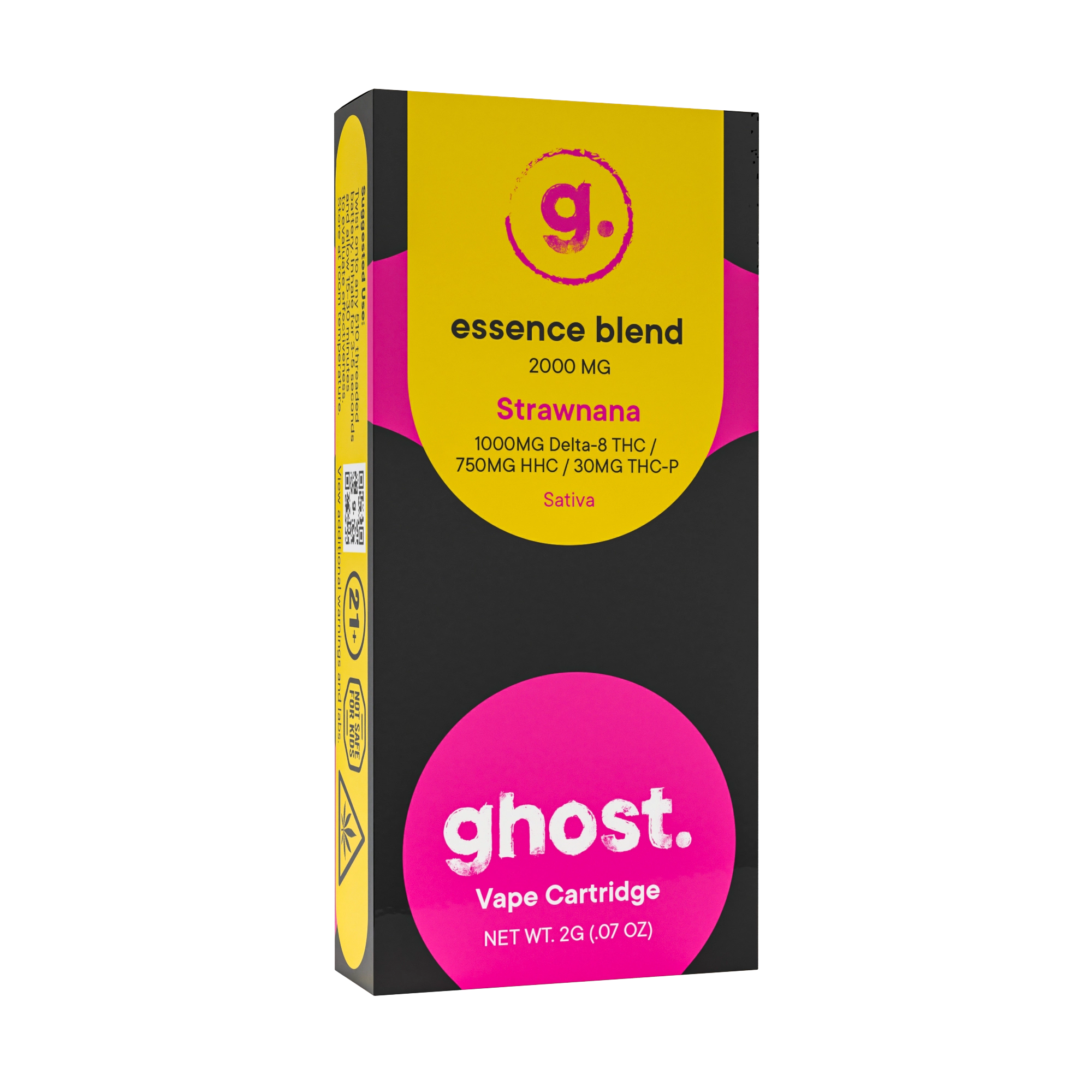 Ghost Hemp Essence Blend Strawnana vape with Delta 8 THC, HHC, and THCp in 2-gram cartridge
