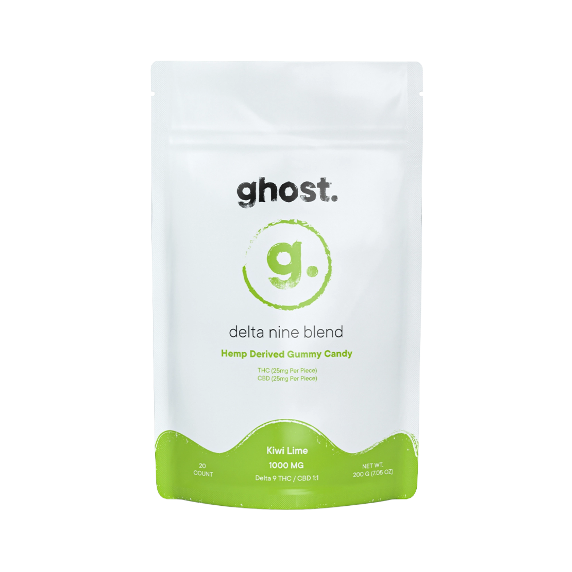 Ghost delta nine blend gummy candy package on a white background