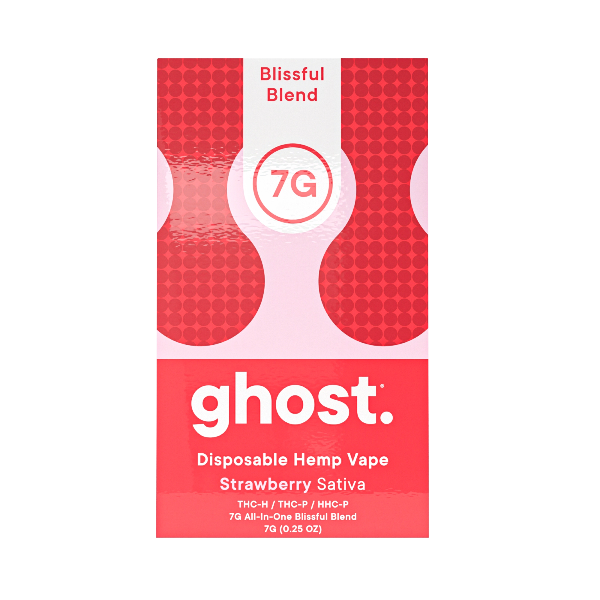 Ghost Hemp Blissful Blend Strawberry single unit box for all-in-one vape with HHCp, THCh, and THCp
