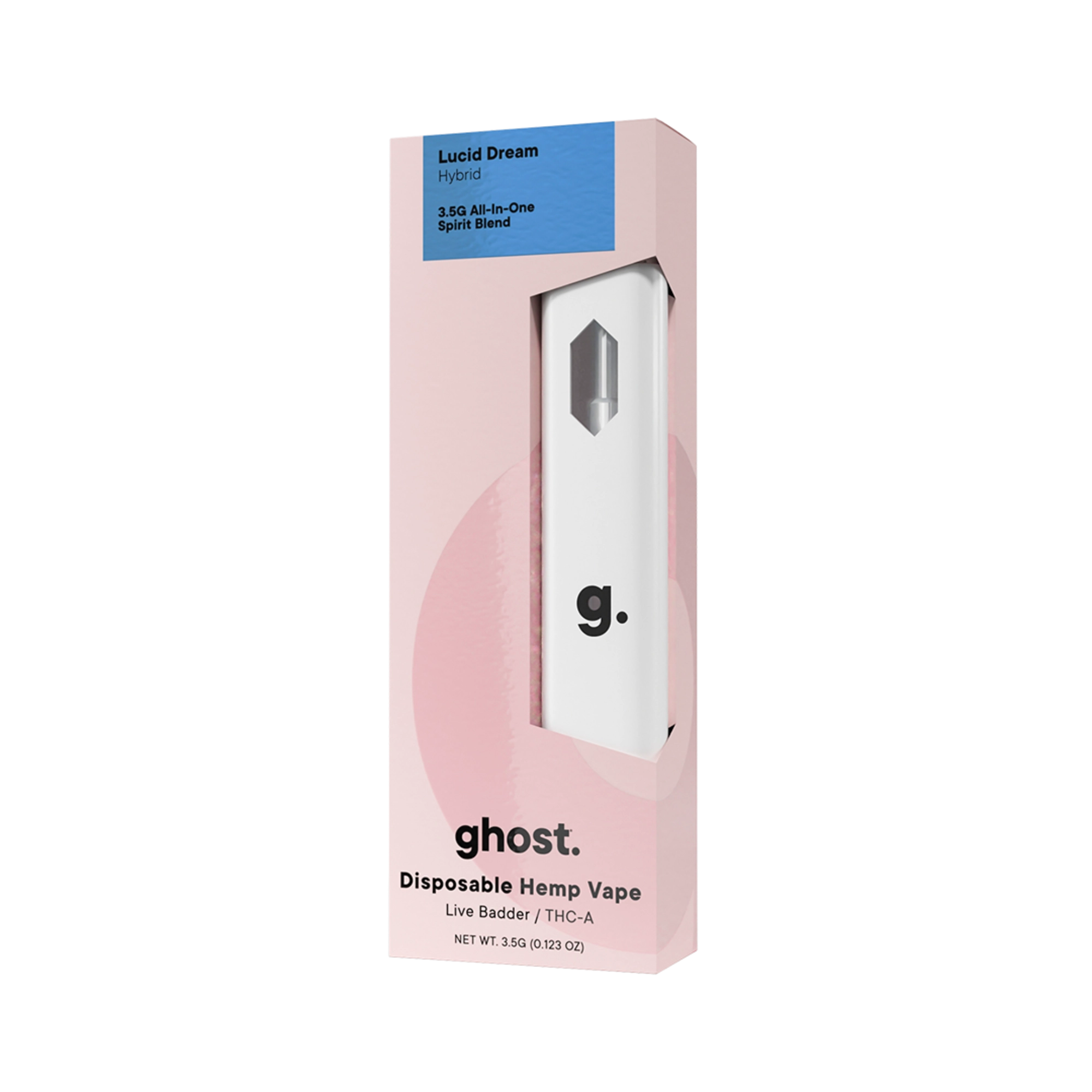 Ghost Hemp Spirit Blend Lucid Dream all-in-one vape with box, 3.5G device with THCa