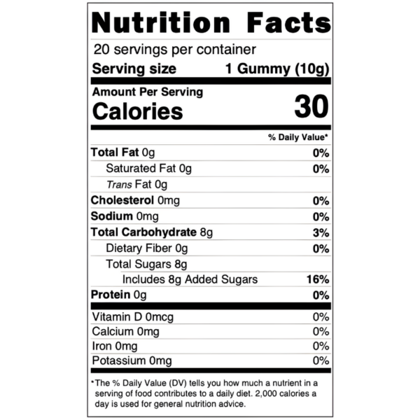 Delta Nine Blend Gummies Nutrition Facts